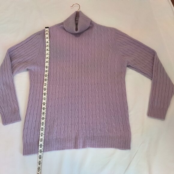 Sutton Studio Purple Cable Knit Cashmere Turtleneck/Sweater Size XL - Picture 5 of 6